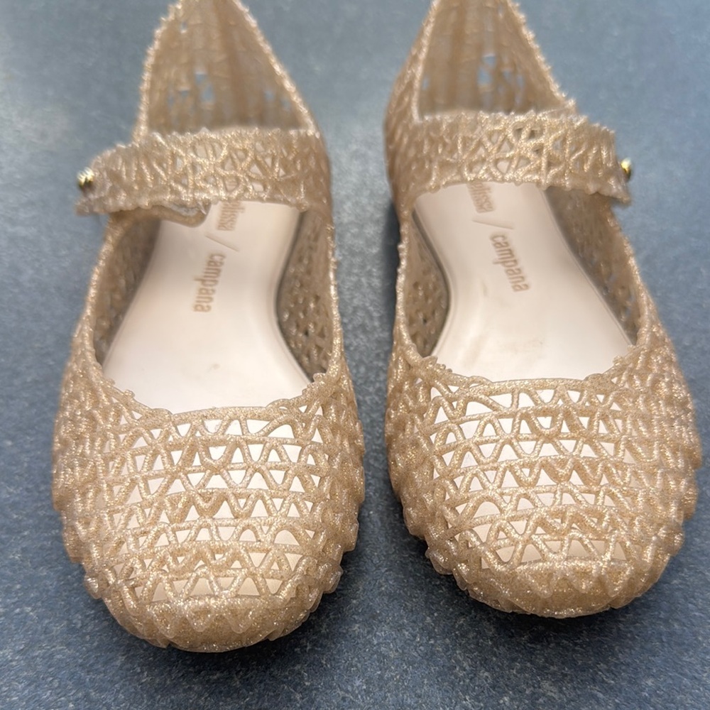 Mini Melissa Gold Mesh Dress Shoes